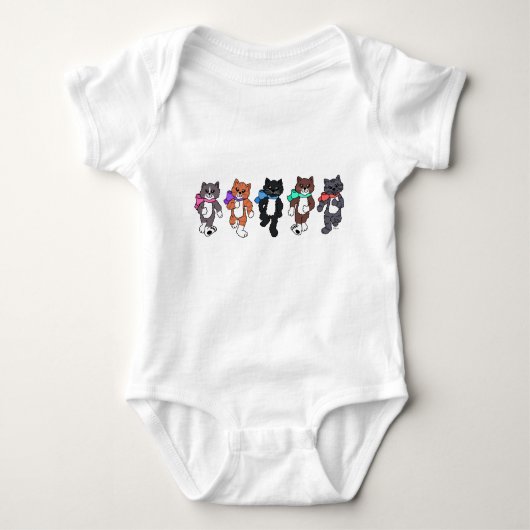 Cute katten met zwoegen lopen romper (Voorkant)