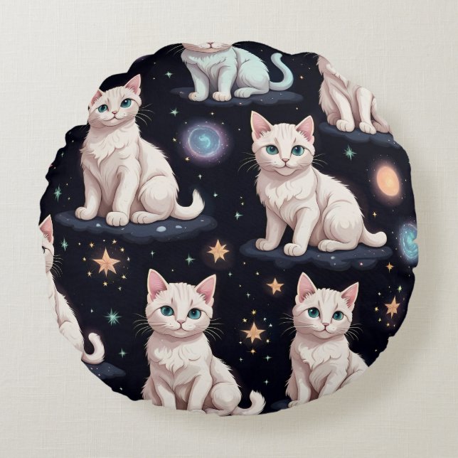 Cute Katten Patroon  Rond Kussen (Voorkant)