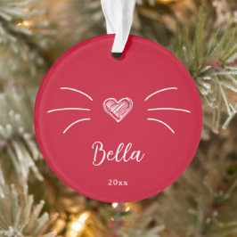 Cute kattenfoto rood ornament