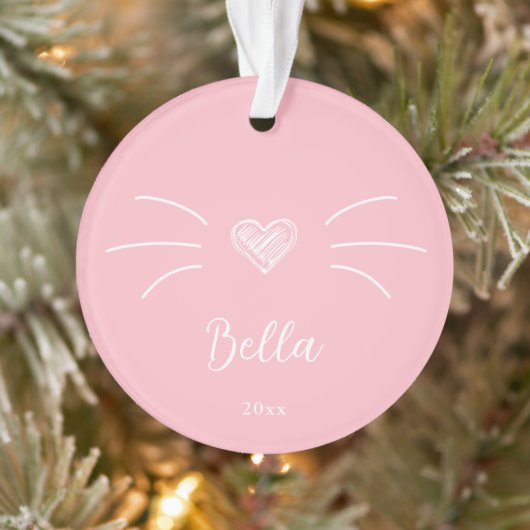 Cute kattenfoto roze ornament (Boom)