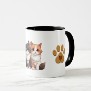 Cute Kattenkoppel met Hartpootafdruk Mok