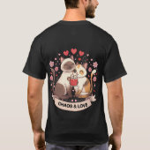 Cute Kattenkoppel Sticker voor Romantisch Cadeau o T-shirt (Achterkant)
