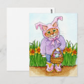 Cute kattenpak daffodils roze paasmakerij briefkaa briefkaart (Voorkant / Achterkant)