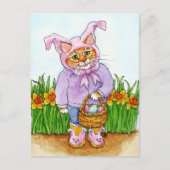 Cute kattenpak daffodils roze paasmakerij briefkaa briefkaart (Voorkant)