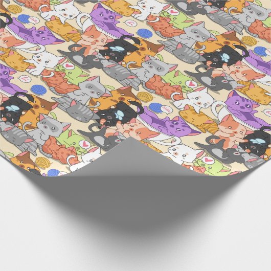 Cute-kattenpatroon Cadeaupapier (Hoek)