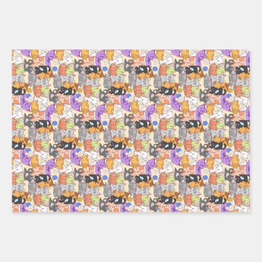Cute-kattenpatroon Inpakpapier Vel (Voorkant 3)