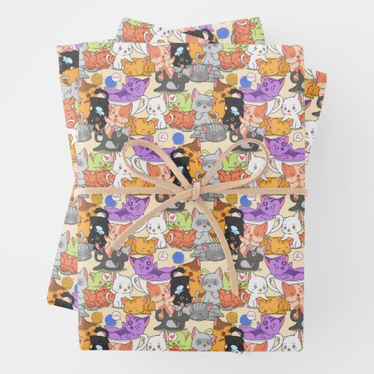 Cute-kattenpatroon Inpakpapier Vel (In situ)