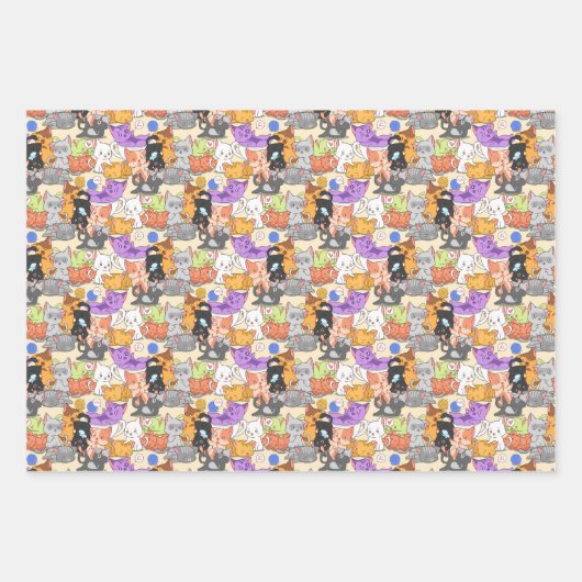 Cute-kattenpatroon Inpakpapier Vel (Voorkant)