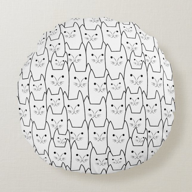 Cute-kattenpatroon Rond Kussen (Voorkant)