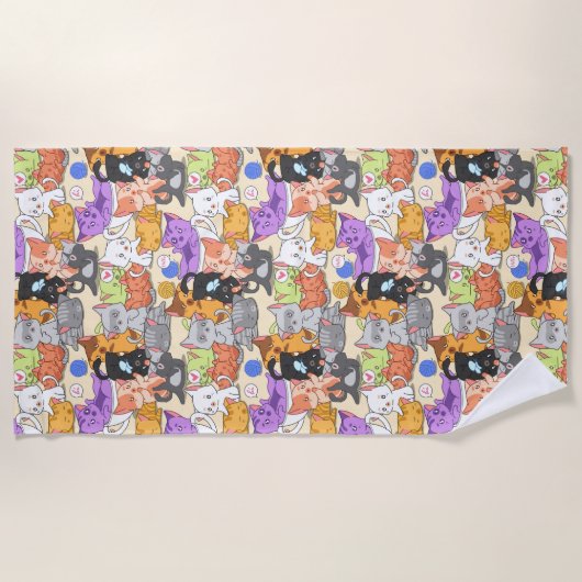 Cute-kattenpatroon Strandlaken (Voorkant)