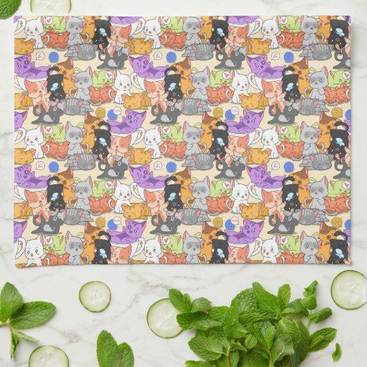 Cute-kattenpatroon Theedoek (Gevouwen)