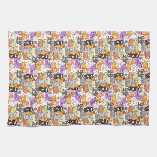 Cute-kattenpatroon Theedoek (Horizontaal)