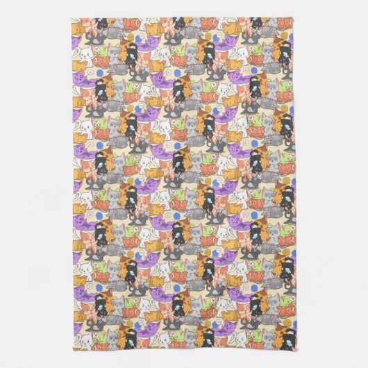 Cute-kattenpatroon Theedoek (Verticaal)