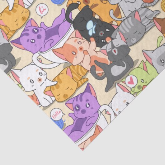 Cute-kattenpatroon Tissuepapier (Detail)