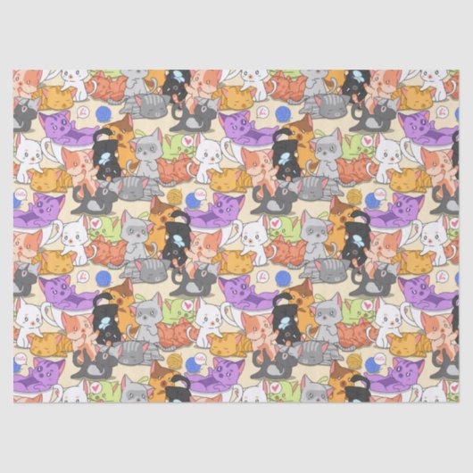 Cute-kattenpatroon Tissuepapier (Voorkant)