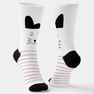 Cute Kattensokken voor Vrouwen – Witte en Roze Sok