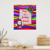 Cute Kaukasian Fairy Girl Happy Birthday Poster (Keuken)