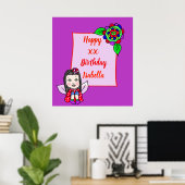 Cute Kaukasian Fairy Girl Happy Birthday Poster (Thuiskantoor)