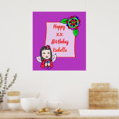 Cute Kaukasian Fairy Girl Happy Birthday Poster (Keuken)