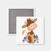 Cute KauwCartoon Koe Magnet (Voorkant / Achterkant)