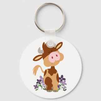 Cute KauwCartoon Koe Sleutelhanger