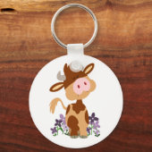 Cute KauwCartoon Koe Sleutelhanger (Voorkant)