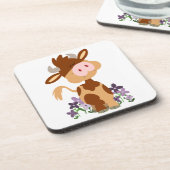 Cute Kauwende Cartoon Koe Onderzetters set (Linkerzijde)