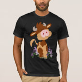 Cute Kauwende Cartoon Koe T-shirt (Voorkant)