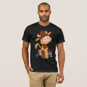 Cute Kauwende Cartoon Koe T-shirt (Voorkant volledig)