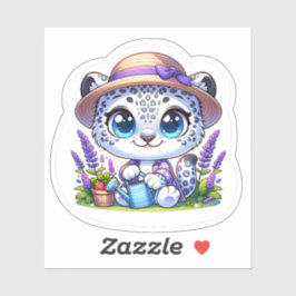Cute Kawai Bloem Tuinieren Sneeuwluipaard Stickers