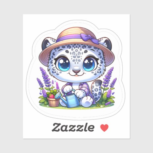 Cute Kawai Bloem Tuinieren Sneeuwluipaard Stickers (Vel)