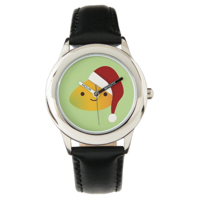 Cute Kawai Christmasi Mango Horloge (Voorkant)