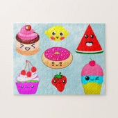 Cute Kawai Fruit & Sweets Kinderen Legpuzzel (Horizontaal)