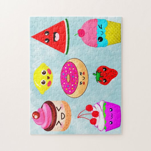 Cute Kawai Fruit & Sweets Kinderen Legpuzzel (Verticaal)