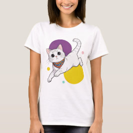 Cute Kawai Kat Bandana Paarse Hoed Illustratie T-shirt