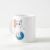 Cute Kawai White Grey Tabby Cat Illustration Koffiemok (Voorkant links)