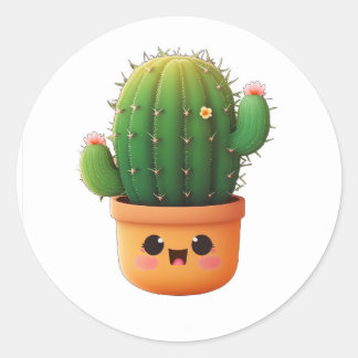 Cute kawaii 3d cactus ronde sticker