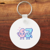 Cute Kawaii 67 Six Seven Meme 6 7 Girls Italian Br Sleutelhanger (Voorkant)