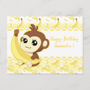 Cute Kawaii aap holding banana Briefkaart