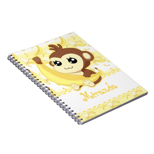 Cute Kawaii aap holding banana Notitieboek (Rechterzijde)