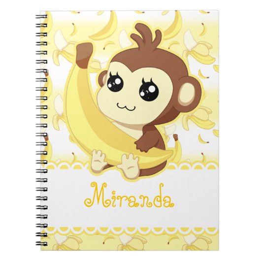 Cute Kawaii aap holding banana Notitieboek (Voorkant)