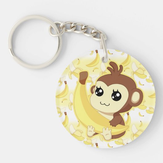 Cute Kawaii aap holding banana Sleutelhanger (Voorkant)