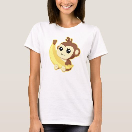 Cute Kawaii aap holding banana T-shirt (Voorkant)