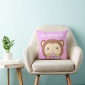 Cute Kawaii Aap met Bloemen  Kussen (Stoel)