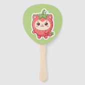 Cute Kawaii Aardbei Kat Handventilator Handwaaier (Voorkant)