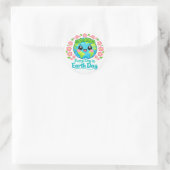 Cute Kawaii Aardedag Ronde Sticker (Tas)