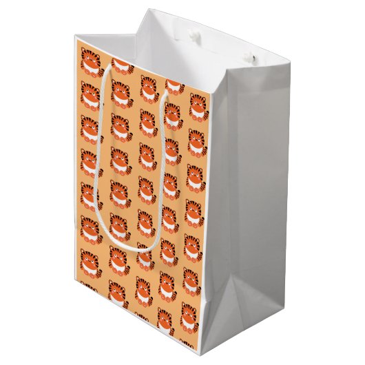 Cute kawaii-achtige tijgercadeautas medium cadeauzakje (Voorkant Gekanteld)
