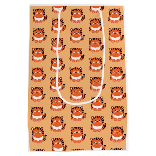 Cute kawaii-achtige tijgercadeautas medium cadeauzakje (Achterkant)