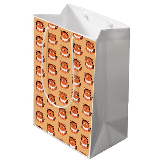 Cute kawaii-achtige tijgercadeautas medium cadeauzakje (Achterkant Gekanteld)