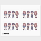 Cute Kawaii Adorable Chibi Kids Sticker Pack of 4 (Vel)